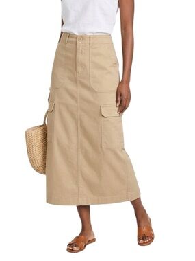 Universal Thread Woman's Cargo Long Midi Skirt Split in Back Khaki Tan Size: 6